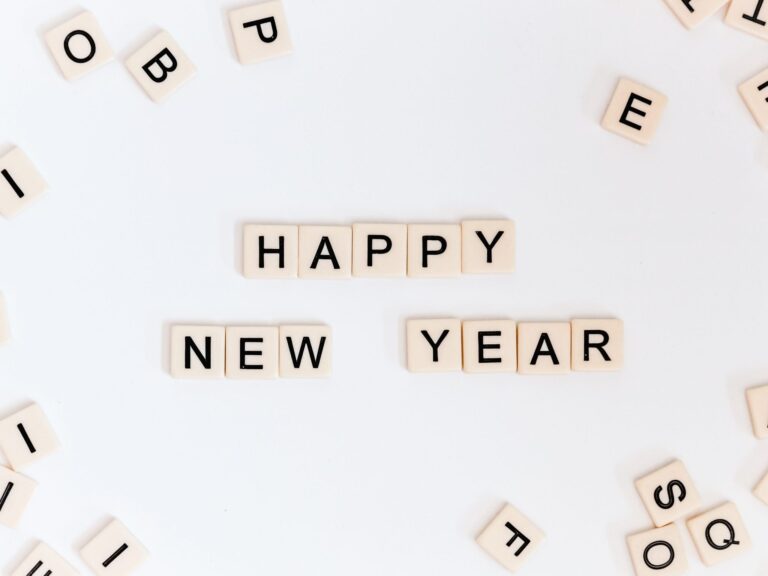Happy New Year in scrabble tiles