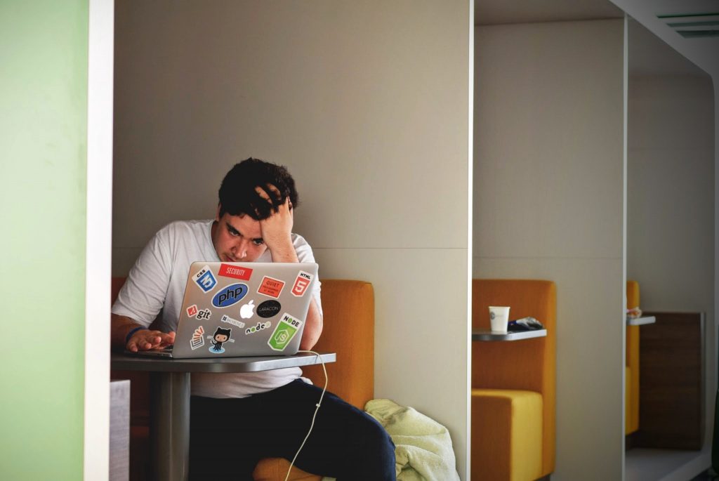 Pupil studying on a laptop