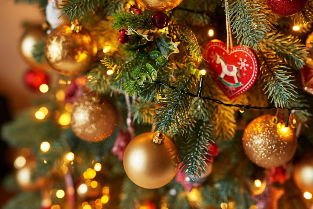 Baubles on a Christmas tree